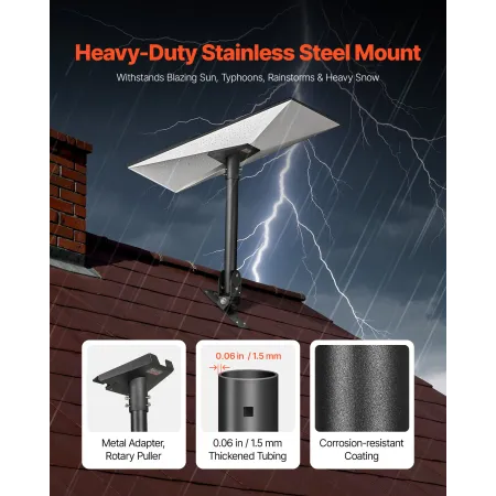VEVOR Starlink Gen 3 Roof Mount, 30-150° Adjustable Angle Mounting Roof Pole Adapter, Heavy-Duty Steel Starlink Standard Gen 3 P