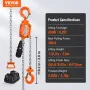 Manual Lever Chain Hoist, 1/4 Ton 250 kg Capacity 3.05m Come Along, G80 Galvanized Carbon Steel with Weston Double-Pawl Brake, A