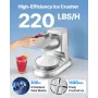 VEVOR Ice Crusher Machine, 100kg Per Hour Electric 4 Blades Snow Cone Maker, Stainless Steel Shaved Ice Machine with Bowl and Co