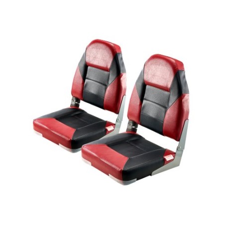 Boat Seat High Backrest Folding Boat Seat Sponge Cushion Black & Red