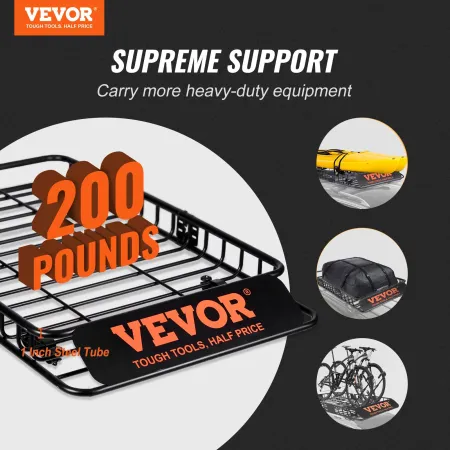 Roof Rack Cargo Basket, 162.6 cm x 99.1 cm x 15.2 cm Rooftop Cargo Carrier with Extension, Heavy-duty Steel 90.7 kg Capacity Uni