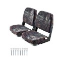 Boat Seat Low Backrest Folding Boat Seat Sponge Cushion Camouflage 2pcs