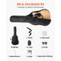 VEVOR 1041,4 mm (41 tommer) Cutway akustisk guitar Naturlig begynderpakke Gig Bag til voksen