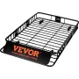 Roof Rack Cargo Basket, 64" x 39" x 6" Rooftop Cargo Carrier with Extension, Heavy-duty Steel 200 LBS Capacity Universal Roof