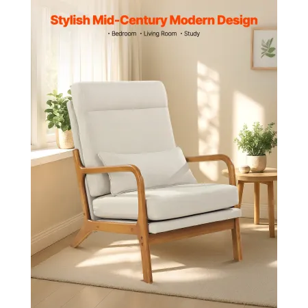 Accent stol, høj ryg Mid Century Modern lænestol med stel af