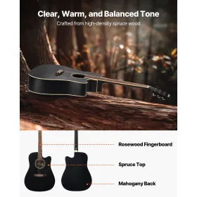 1041 mm (41 tommer) Cutway akustisk guitar begynderpakke med