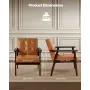 VEVOR Accent Chair, Mid Century Modern Armchair with Solid Wood Frame and Non-Slip Legs, Upholstered Leisure Chairs with PU Leat