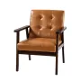 Accent Chair, Mid Century Modern Armchair with Solid Wood Frame and Non-Slip Legs, Upholstered Leisure Chairs with PU Leather an