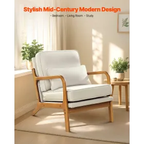 Accent Chair, Mid Century Modern lænestol med stel af massivt