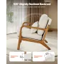 VEVOR Accent Chair, Mid Century Modern lænestol med stel af massivt træ og skridsikre ben, polstrede fritidsstole med linned F