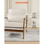 VEVOR Accent Chair, Mid Century Modern lænestol med stel af massivt træ og skridsikre ben, polstrede fritidsstole med linned F