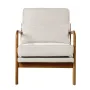 Accent Chair, Mid Century Modern Armchair with Solid Wood Frame and Non-Slip Legs, Upholstered Leisure Chairs with Linen Fabric 