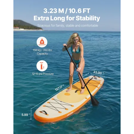 Inflatable Stand Up Paddle Board, 3.23m x 84cm x 15cm Wide Ultra-Light SUP Paddleboard, All Accessories Included, Pump, Paddle, 
