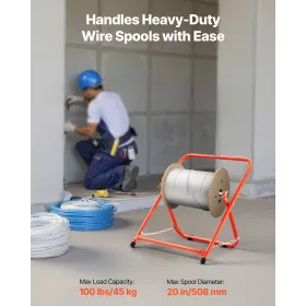 VEVOR Cable Caddy, Heavy Duty Steel Frame, Spool Holder for Electrical Wires, Portable Wire Dispenser for Up to 508 mm / 20 in D