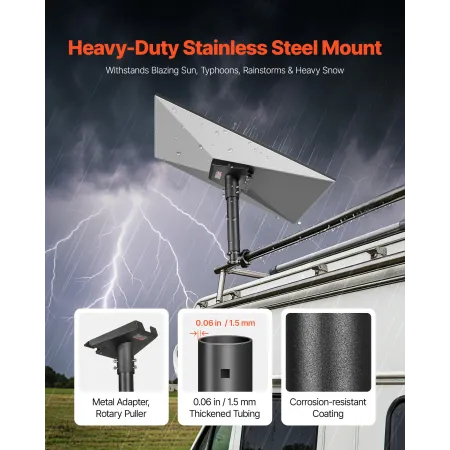 VEVOR Starlink RV Ladder Mount, 360°Adjustable Angle Mounting Standard Gen 3 Pipe Kit, Heavy-Duty Steel Extra Short Starlink RV 