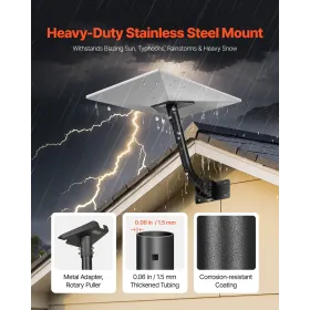 VEVOR Starlink Gen 3-montering, justerbar vinkel-vægmontering Standard Gen 3-rørsæt, Heavy-Duty Stål Lang Starlink-stangadapter,