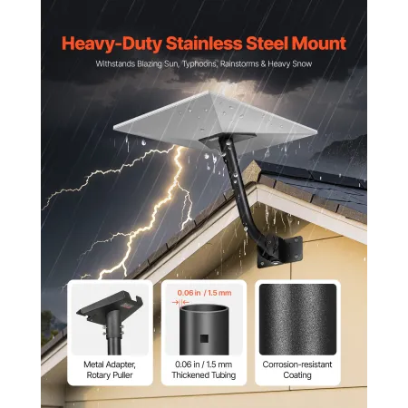 VEVOR Starlink Gen 3 Mount, Adjustable Angle Wall Mounting Standard Gen 3 Pipe Kit, Heavy-Duty Steel Long Starlink Pole Adapter,