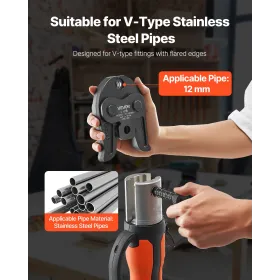 VEVOR V12 pressekæbe, 12 mm pressekæbe til V-type rustfrit stålrør, højstyrke, forkullede stålkrympekæber kompatible