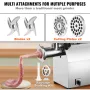 Electric Meat Grinder, 360.7 kg/H Capacity, 1100W (6000W MAX) Industrial Meat Mincer with 2 Blade, 3 Grinding Plates, Sausage Ma