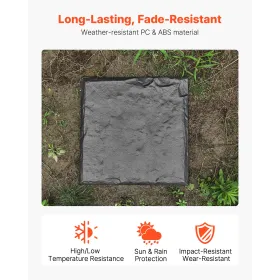 Garden Stepping Stones, 8Pcs 39.5x39.5 cm, Decorative Stepping Stones with Stakes, Weather-Resistant Plastic Pathway Pavers, Smo
