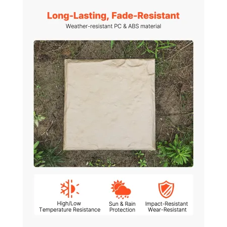 VEVOR Havetrædesten, 4 stk 39,5x39,5 cm, dekorative trædesten med pæle, Vejrbestandig Plast Pathway Brolægger