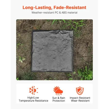 VEVOR Garden Stepping Stones, 4Pcs 39.5x39.5 cm Decorative Stepping Stones with Stakes, Weather-Resistant Plastic Pathway Pavers