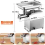 Electric Meat Grinder, 360.7 kg/H Capacity, 1100W (6000W MAX) Industrial Meat Mincer with 2 Blade, 3 Grinding Plates, Sausage Ma
