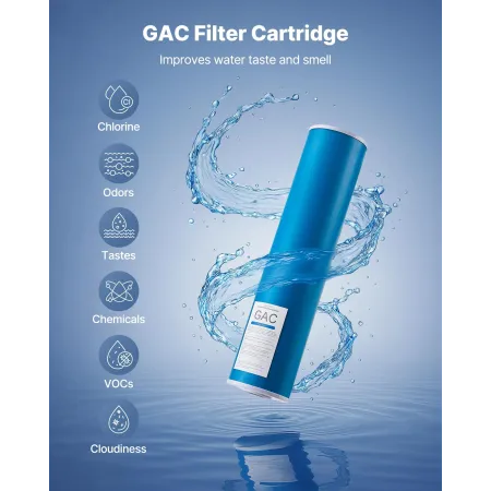 Whole House Water Filter Replacement Cartridge, 4.5"x20"(11x51cm) GAC Activated Carbon, Replacement Filter for Whole Home Water 
