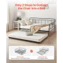 Full Size Daybed Frame, Day Bed with Trundle, Heavy Duty Metal Platform Bed Frame, Full Daybed with Metal Slats Support for Livi