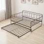 VEVOR Fuld størrelse Daybed stel, Day Bed med trille, Heavy Duty Metal Platform Sengeramme, Fuld Daybed med metal lameller