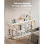 Marble Console Table, 3 Tiers Modern Console Table for Open Storage, Golden Geometric Table with Iron Tubes, Anti-Tip Device and