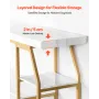 Marble Console Table, 3 Tiers Modern Console Table for Open Storage, Golden Geometric Table with Iron Tubes, Anti-Tip Device and