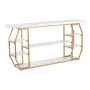 Marble Console Table, 3 Tiers Modern Console Table for Open Storage, Golden Geometric Table with Iron Tubes, Anti-Tip Device and