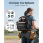 Tool Backpack, 56 Pockets, Heavy-duty Tools Storage Organizer Work Bags with Laptop Compartment & Molded Base, Electrician Jobsi
