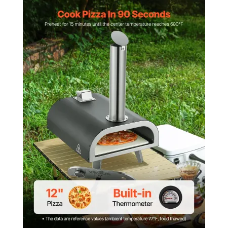VEVOR Outdoor Pizza Oven, 12 Inch Wood Fired Pizza Ovens, Pellet Pizza-Stove with Thermometer, Portable Pizza-Maker for Outside 