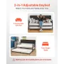 Twin Size Daybed Frame, Day Bed with Trundle, Heavy Duty Metal Platform Bed Frame with Charging Station, Twin Daybed with Metal 