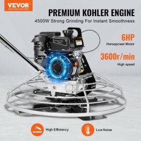 Power Walk-Behind Cement Trowel 38â€ 6HP Gas-Powered with Float Pan Blade