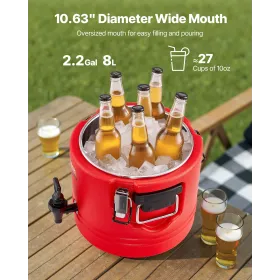 VEVOR Insulated Beverage Dispenser, 2.2 Gal/8L Thermal Hot and Cold Drink Server Dispenser with Spigot, Food-Grade Cooler Jug wi