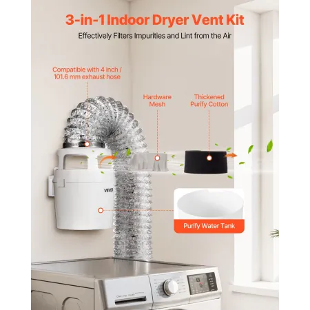 3-i-1 indendørs tørreventilationssæt, med spand til elektrisk