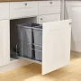 Pull-Out Trash Can, 27 QT x2 Double Under Mount Kitchen Waste Container, Heavy Duty Garbage Recycling Bin with Door Kit and Soft