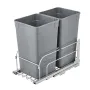 Pull-Out Trash Can, 27 QT x2 Double Under Mount Kitchen Waste Container, Heavy Duty Garbage Recycling Bin with Door Kit and Soft