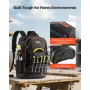 Tool Backpack with Tools, 65 Pockets, Heavy-duty Tools Storage Organizer Bags with Laptop Compartment & Molded Base, Electrician