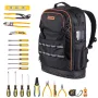 Tool Backpack with Tools, 65 Pockets, Heavy-duty Tools Storage Organizer Bags with Laptop Compartment & Molded Base, Electrician