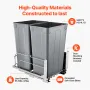 VEVOR Pull-Out Trash Can, 50 QT x2 Double Under Mount Kitchen Waste Container, Heavy Duty Garbage Recycling Bin with Door Kit an