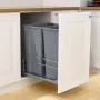 Pull-Out Trash Can, 50 QT x2 Double Under Mount Kitchen Waste Container, Heavy Duty Garbage Recycling Bin with Door Kit and Soft