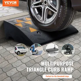 VEVOR Rubber Curb Ramp 15.2 cm Rise Height Sidewalk Curb Ramp, 37 cm Width 49.1 cm Length Driveway Ramp for Curb, 15T Heavy Duty