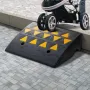 Rubber Curb Ramp 15.2 cm Rise Height Sidewalk Curb Ramp, 37 cm Width 49.1 cm Length Driveway Ramp for Curb, 15T Heavy Duty Rubbe