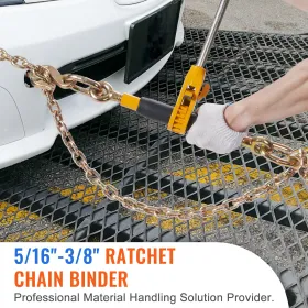 Ratchet Chain Binder, 5/16"-3/8" Heavy Duty Load Binders with G80 Chains, 7100 lbs Secure Load Limit, Labor-saving Anti-skid Han