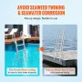 Dock Ladder Flip Up 4 Steps, 159 kg Load Capacity, Aluminum Pontoon Boat Ladder with 4" Wide Step & Anti-Slip Design Pedal,Swimm