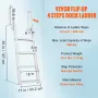 Dock Ladder Flip Up 4 Steps, 159 kg Load Capacity, Aluminum Pontoon Boat Ladder with 4" Wide Step & Anti-Slip Design Pedal,Swimm